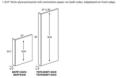 Classic Tall Cabinet Panel With Filler Attached 30" x 96" - Snow Classic Tall Cabinet Panel With Filler Attached 30" x 96" - Snow