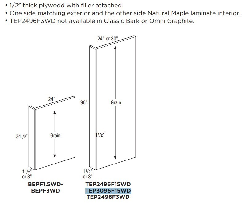 Omni Base Tall Panel With Filler Attached 30 x 1 1/2 - Rosemary