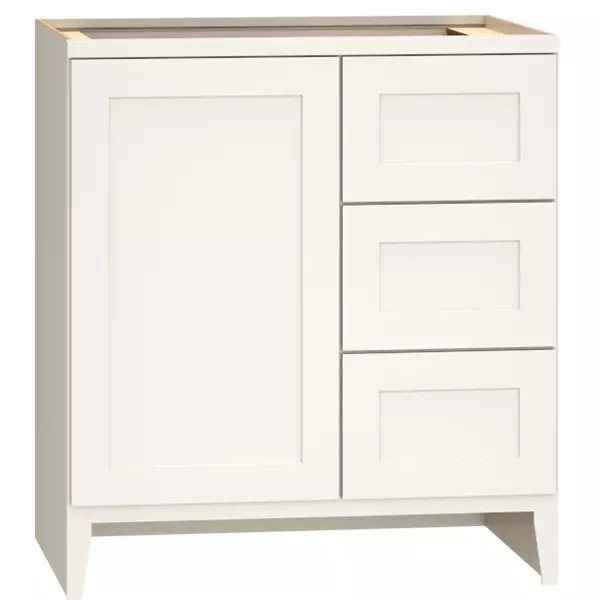 Omni Sink Double Door 3 Drawer Base 30"" Wide (Right) - Snow