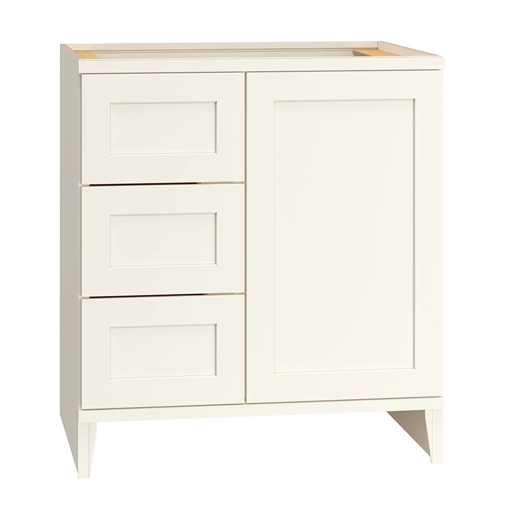 Omni Sink Single Door 3 Drawer Base 30" Wide (Left) - Snow