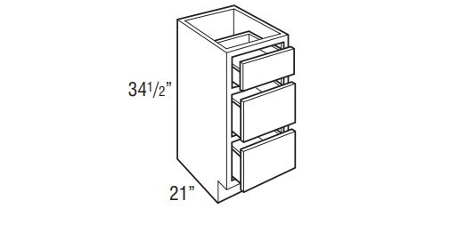 [VDB213421.MCS] Classic Vanity 3 Drawer Base 21 x 34 1/2 - Snow