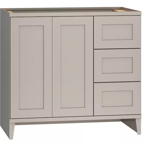 Omni Sink Double Door 3 Drawer Base 36" Wide (Right) - Mineral