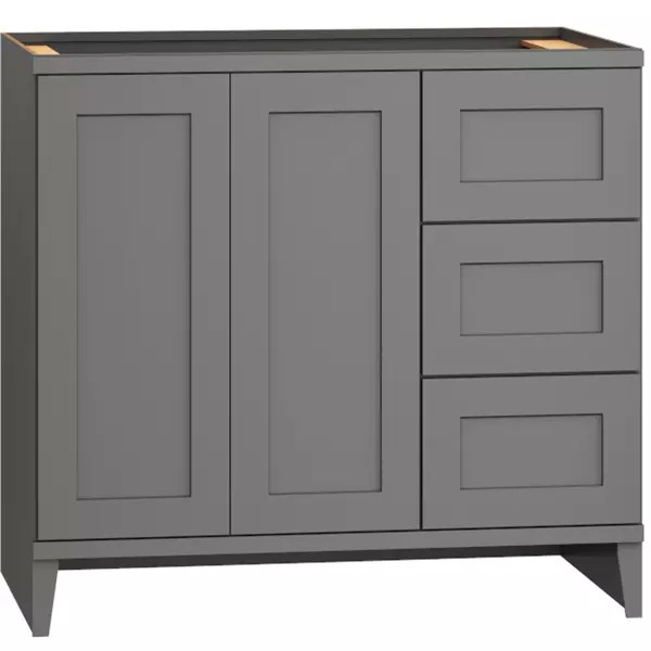 Omni Sink Double Door 3 Drawer Base 36" Wide (Right) - Graphite