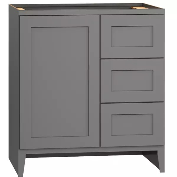 Omni Sink Single Door 3 Drawer Base 30" Wide (Right) - Graphite