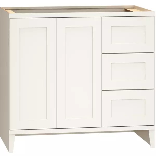 Omni Sink Double Door 3 Drawer Base 36" Wide (Right) - Snow