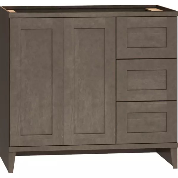 Omni Sink Double Door 3 Drawer Base 36" Wide (Right) - Beachwood