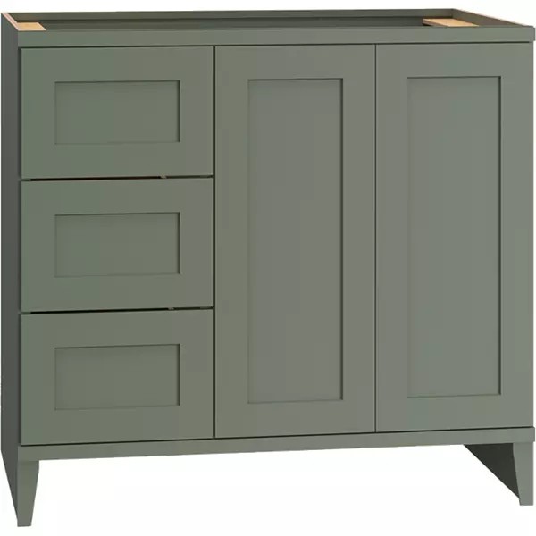 Omni Sink Double Door 3 Drawer Base 36" Wide (Left) - Rosemary