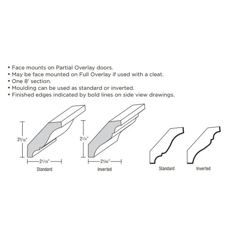 Classic Crown Moulding, Solid Wood Large Crown - Snow