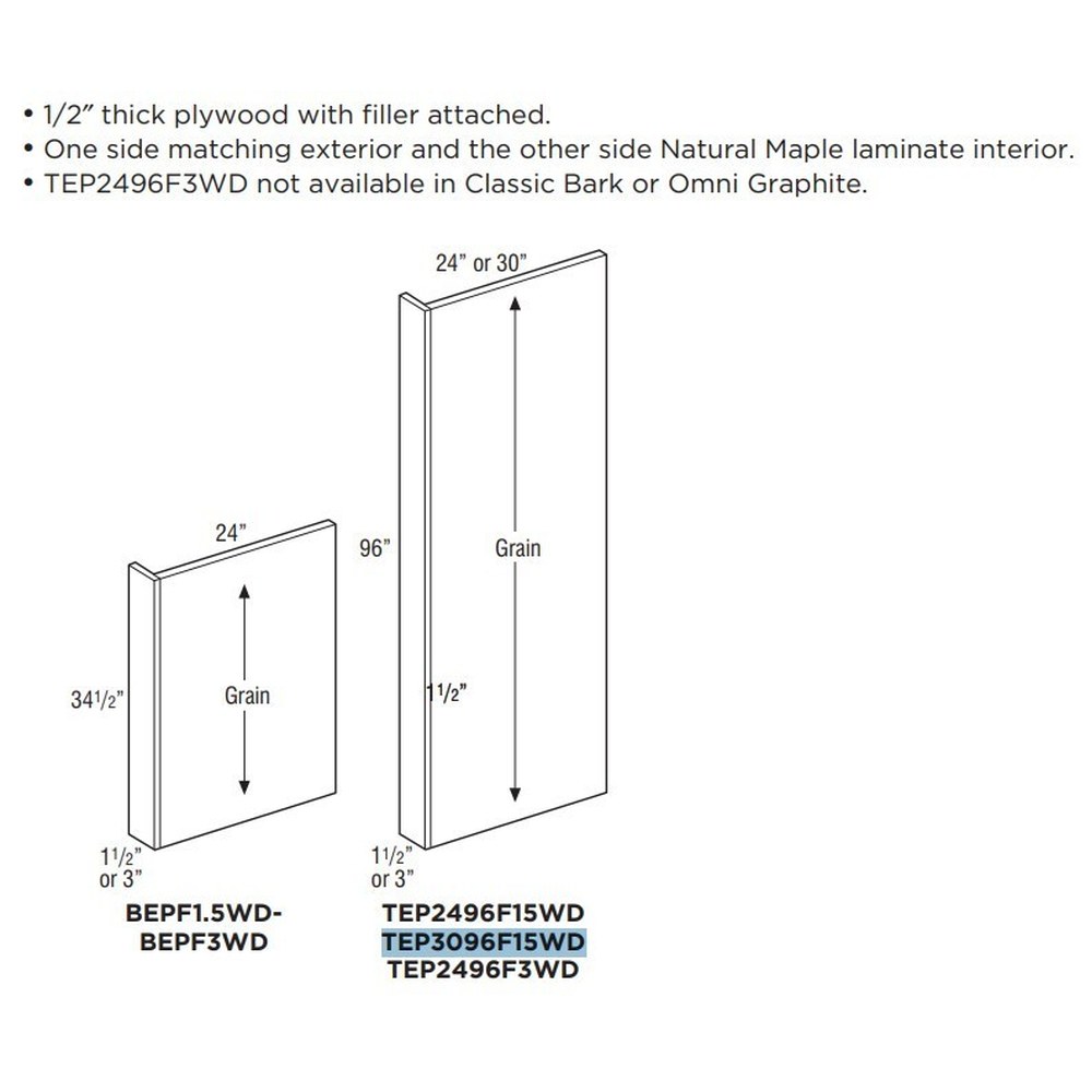Omni Base Tall Panel With Filler Attached 30 x 1 1/2 - Rosemary